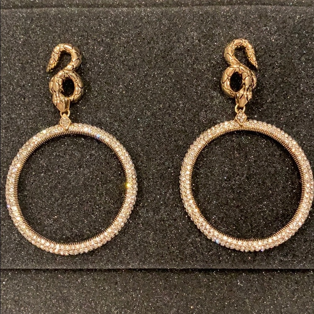 EVA Snake Design Pave Hoop Earrings